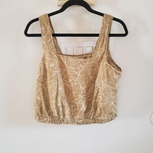 a.n.a Sonia‎ Trop Yellow Olive Square Neck Sleeveless Blouse Size M